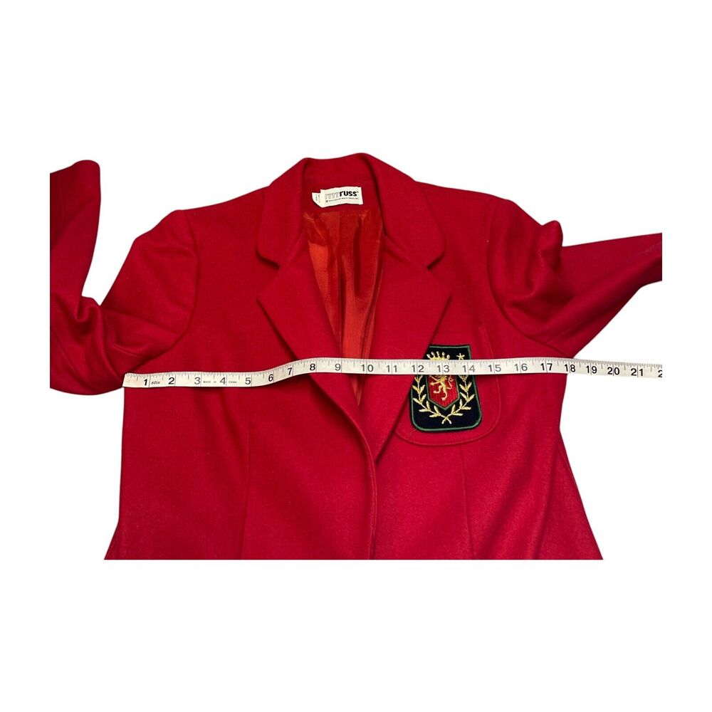 VTG Rrrrruss ILGWU Blazer Jacket Womens 07 Red Lined Notch Lapel Single-Breasted - Picture 6 of 12